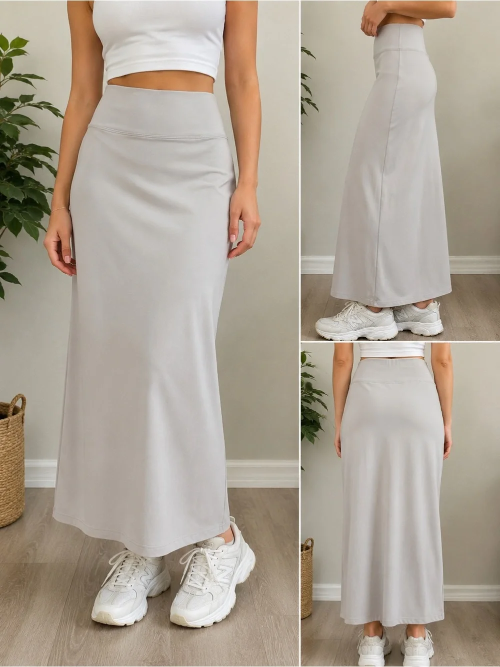 Fabletics Taupe High-Waist Maxi Skirt